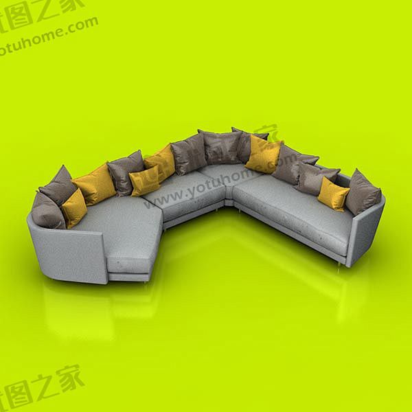 弯角组合沙发模型