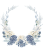 优雅水彩浪漫蓝色花卉花环边框PNG免抠素材║素材来源自购