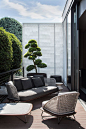 Minotti Outdoor Collection | Rivera sofa, armchair and coffee table, Rodolfo Dordoni design