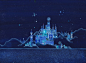 梦幻星空意境城堡蓝色背景图片