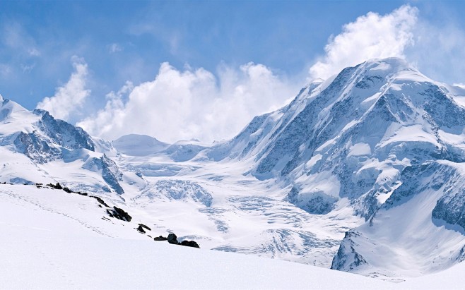 冬季雪山，厚厚的雪，白色世界 壁纸 - ...