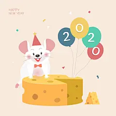 2020春节新春庚子新春彩色手绘鼠年插画_节日插画_乐分享素材网_psd素材_平面素材_png素材_免费素材_ppt模板_灵感库_设计素材共享平台