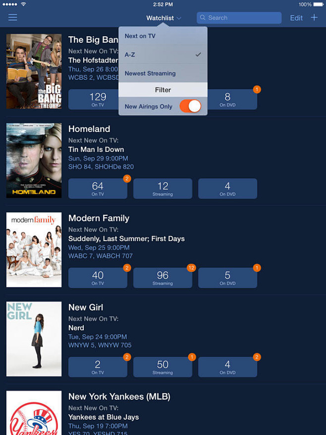 TV Guide iPad界面设计 - ...