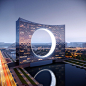 Kazakhstan's Tower of the Sun by Fundamental Architects - Inspiration Grid | Design Inspiration : Dutch studio Fundamental Architects and Omega Render have recently designed this iconic skyscraper that also doubles as a bridge over the Ishim River in Kaza