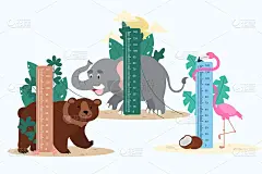 手绘高度米设置矢量插图