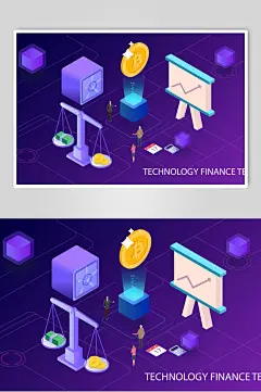 紫色金融网络经济插画