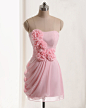 SUNVARY 2014年新款 粉色甜美抹胸手工花朵短款礼服 时尚伴娘礼服-淘宝网
