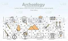矢量细线艺术考古海报横幅模板