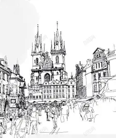 黑色欧式建筑风景装饰 平面电商 创意素材