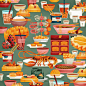 Hong Kong : A series of illustrations celebrating Hong Kong's rich culture, culinary traditions, architecture, and colourful transport systems.