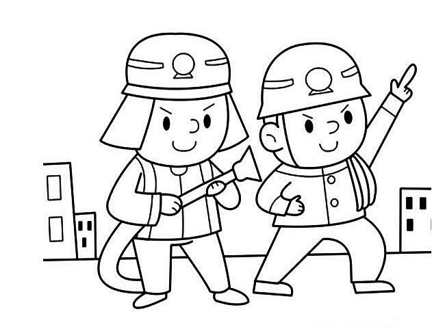 卡通人物简笔画图片小小消防员