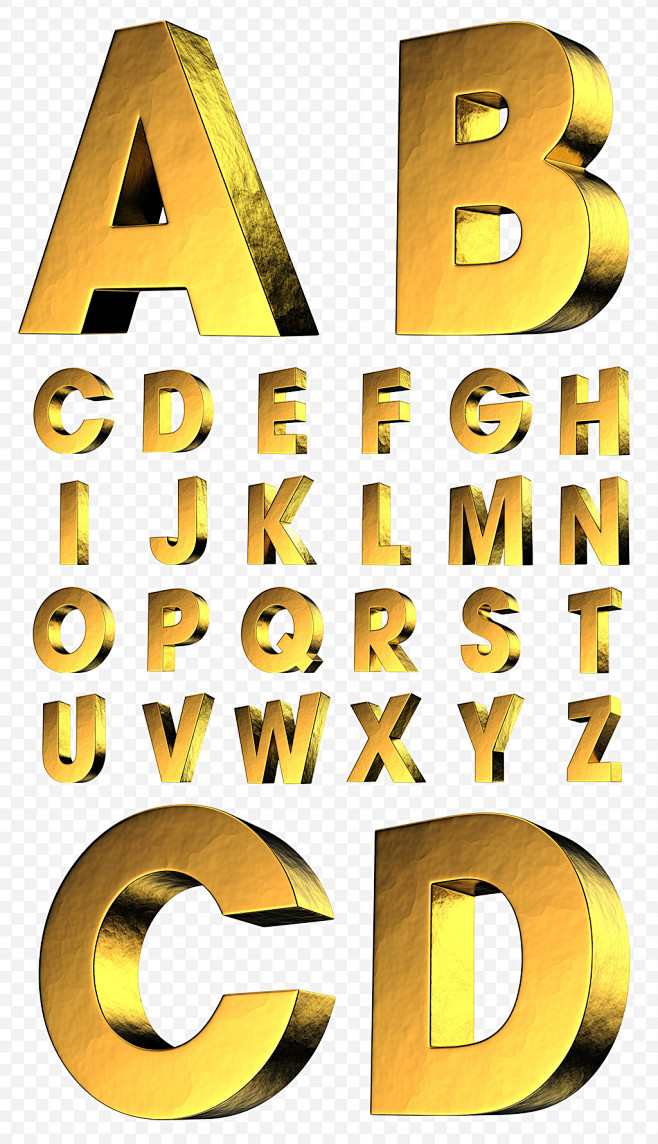 黄金质感英文字母立体字素材300像素高清