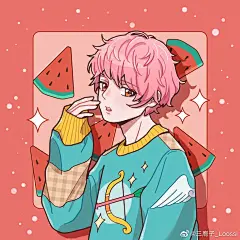 人物插画 水果少年 二次元 动漫 潮流插画 男生