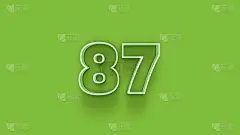 绿色3d数字87孤立的绿色背景优惠券87 3d数字渲染折扣收集为您独特的销售海报，横幅广告，圣诞节，