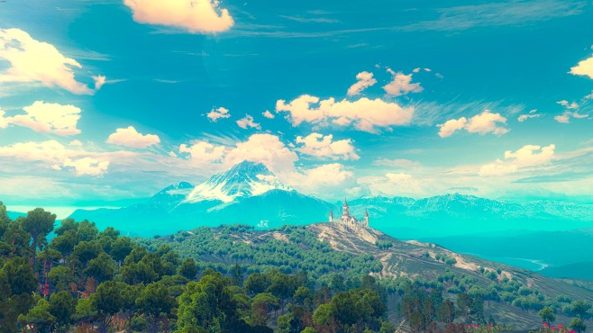 general3840x2160巫师3狂猎巫师景观电子游戏天空云绿色日落太阳快乐