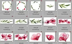 中国风水彩水墨粉色玫瑰花花瓣贺卡名片图案PNG设计素材png367-淘宝网