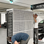 A sample of a sheet metal heat pump cover being set up