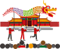 国风新年春节彩色舞狮舞龙装饰美化海报元素PNG免抠设计素材