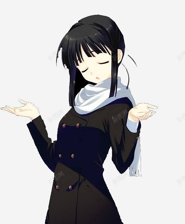 摊手卡通女 创意素材