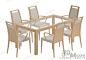 简约小户型餐桌椅组合6人实木吃饭桌现代中式餐台 桌椅组合 3d模型