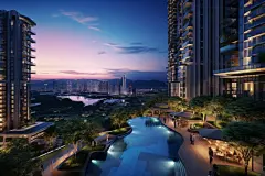 园林效果图房地产楼盘鸟瞰摄影图