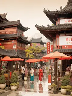 风景街景节日街景背景数字艺术