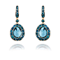 Dusty Diamonds rose gold earrings with blue diamonds and centre London blue topaz.