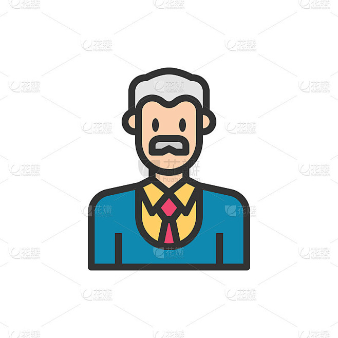校长图标矢量插图