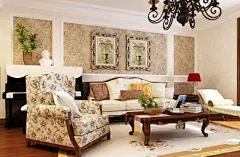 简欧风时尚三居室客厅壁纸图