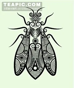 动物花纹矢量素材5#动物##花纹##昆虫##条纹##圆圈##手绘##线描##图案#