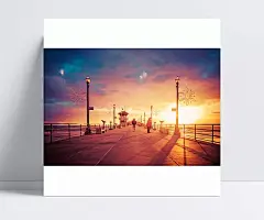 海边路灯夕阳紫色天空|海边,路灯,夕阳,紫色,天空,卡通/手绘,背景元素
