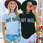 Not Milk Streetwear Top 90s Fashion Cotton Tops Oversized T-shirt Women Causal Girls Tshirt Summer : $20 - $50, Black, White, S, M, L, XL, XXL, XXXL