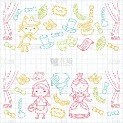 儿童剧场演出。幼稚园音乐剧。学校的孩子们玩。舞台, 娱乐, 电影院。小演员