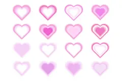 图源免费EPS |Abstract soft pink gradient with blurry hearts isolated on white background. Collection futuristic aura shapes with blurring effect for card, poster, web