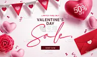 情人节的销售矢量横幅设计。