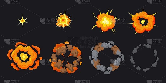 爆炸动画。动画爆炸烟雾，精灵框架游戏，p...