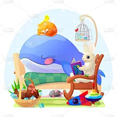 艺术,墙,小山羊,儿童房,婴儿,可爱的,就寝时间,性格,恶作剧,复古