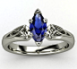 European Engagement Ring - Blue Sapphire Marquise Triquetra Celtic Ring - ER262 by Heidi-Vogel