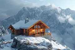 风景绝美的林中小屋