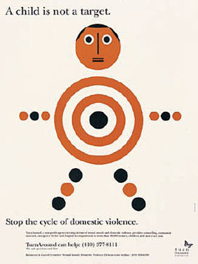 保护儿童的宣传海报中，重复的圆圈既是构图...