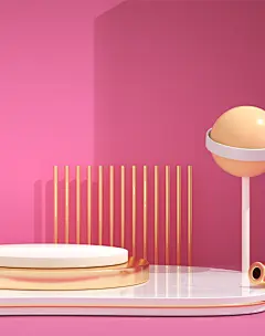 电商简约3D立体场景直播间海报