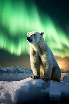 北极熊与神秘的北极光