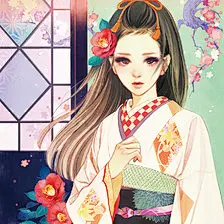 插画手绘 二次元美女 动漫 壁纸 复古