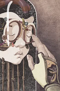 灰调  的插画 面具