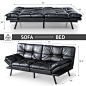 Amazon.com: LIFERECORD Futon Sofa Bed Modern Faux Leather Convertible Sofa Memory Foam Daybed with Adjustable Armrests for Living Room Apartment Dorm, Black : Home & Kitchen