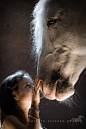 girl with a white horse、GIRL、horse