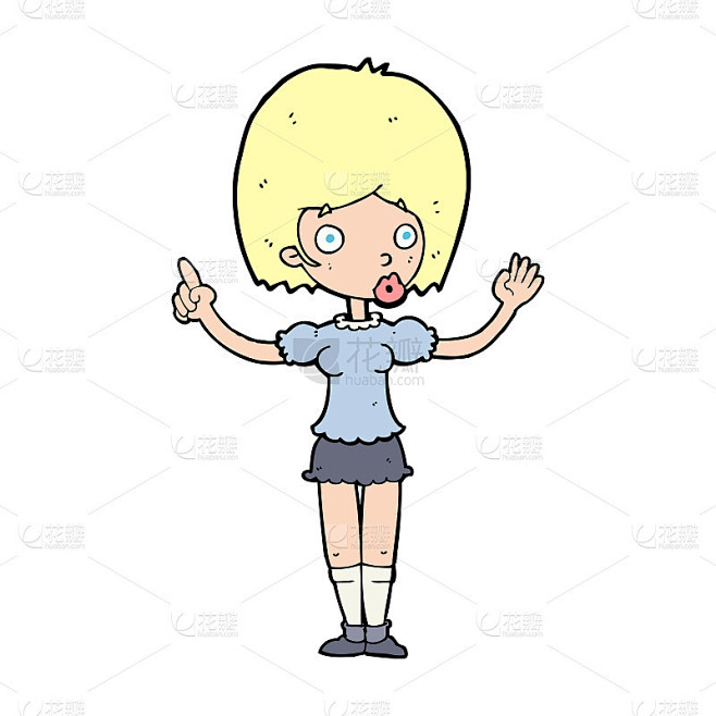 卡通女子解释她的观点