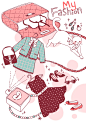 粉红时尚 女装饰品 时尚搭配 手绘插图插画设计PSD tid050t003209