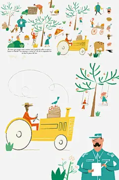 手绘果园工作团高清素材 创意插画设计 卡通贺卡封面 手绘插画 免抠png 设计图片 免费下载
