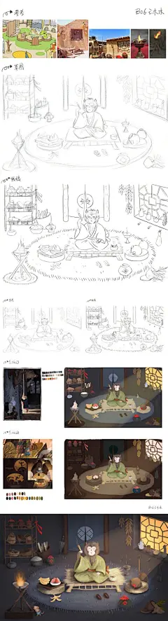 从参考到草稿到终稿，分享来自往期学生插画创作训练过程。从获取创作灵感进行创意和草图的构思，并学习其风格，通过绘制草图、线稿、上色、刻画等步骤完成商业插画的创作。#对抄袭说不# ​​​​